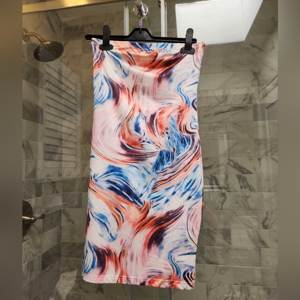 Multicolored Strapless Dress Shein